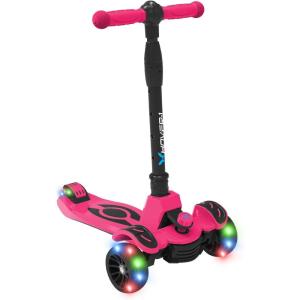 imageHover1 Vivid Folding Kick Scooter for Kids 5 Year Old  Features LeantoTurn Axle Solid PU Tires ampamp SlimDesign 110 LB Max Load Capacity Safepink