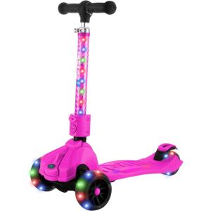 imageHover1 Ziggy Folding Kick Scooter for Kids 5 Year Old  Features LeantoTurn Axle Solid PU Tires ampamp SlimDesign 110 LB Max Load Capacity SafePink