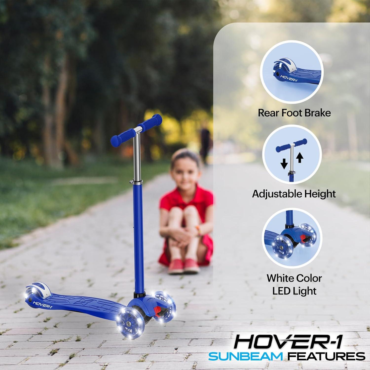 imageHover1 Sunbeam Kick Scooter with Multicolor Wheel Lights 45 Front Wheels Rear Foot Brake and 110 Pound Weight CapacityBlue