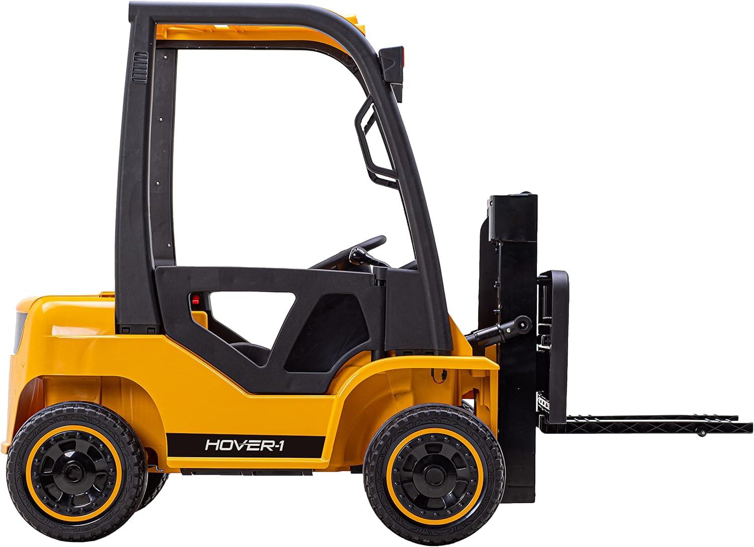 imageHover1 My First Forklift Electric Forklift with Ridein Controls Remote Control Liftable Fork Gears Storage Trunk and Pallet YellowBlack Large