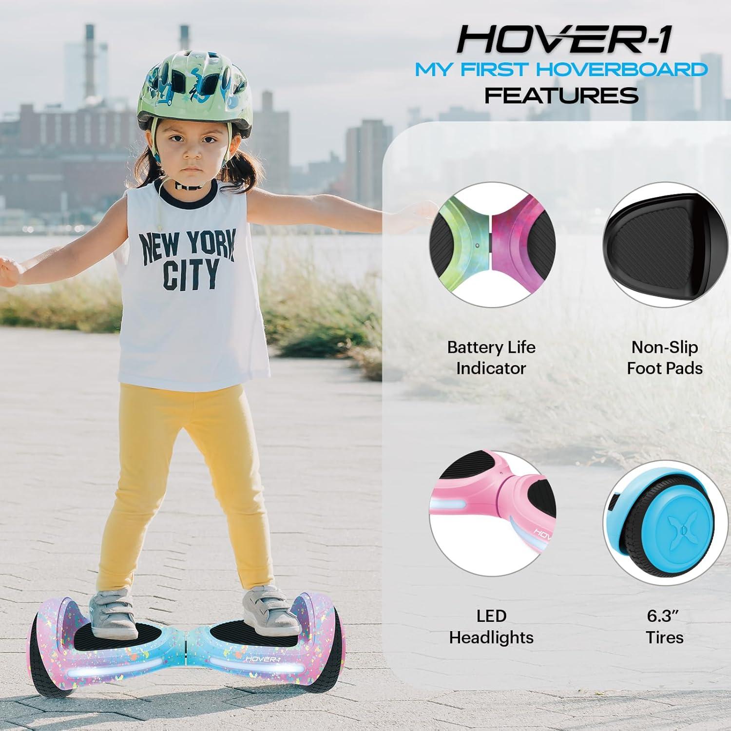 imageHover1 My First Self Balancing Scooter for Kids with 5 mph Max Speed Dual 150W Motors 63 Tires 3 Miles Max Range and LED Headlights