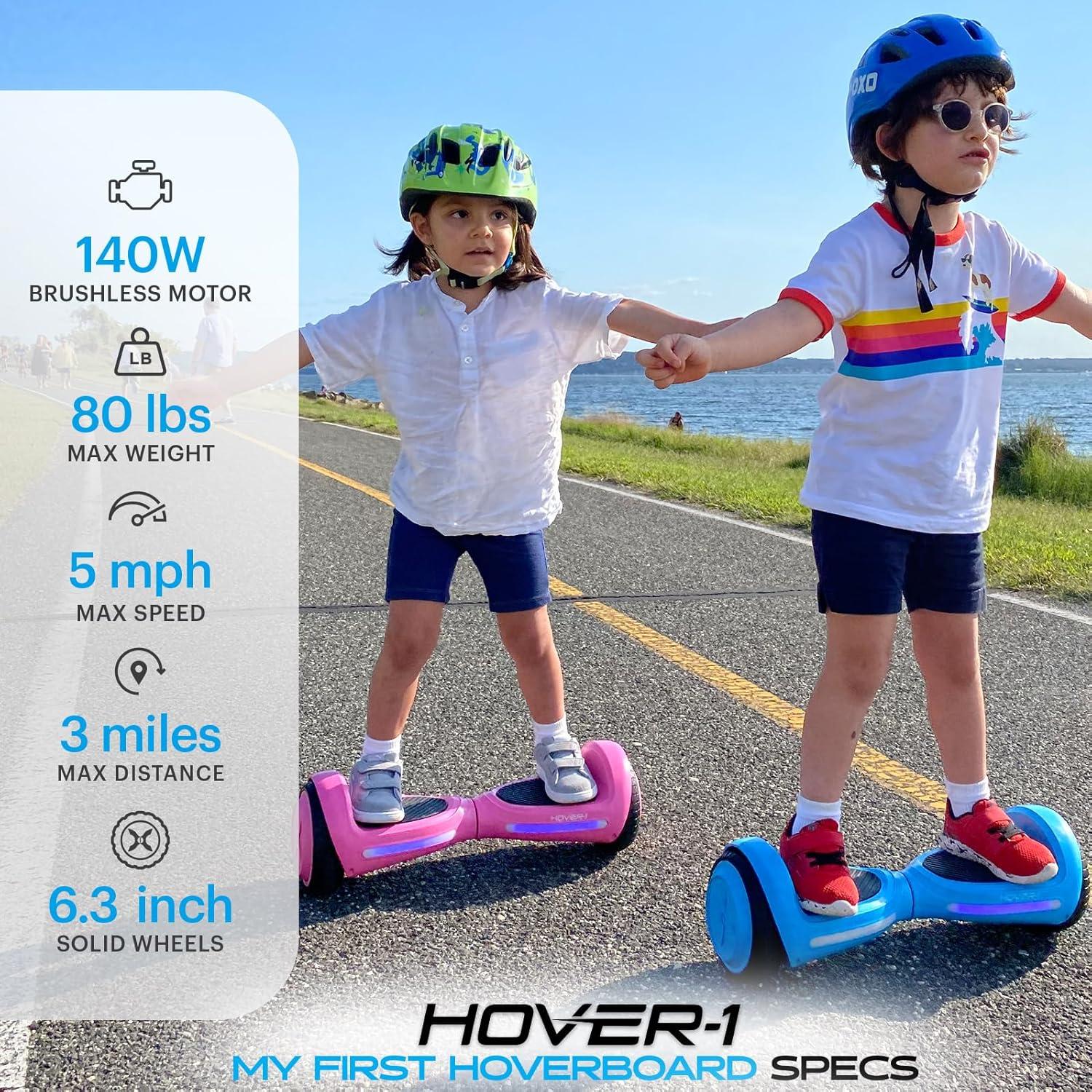 imageHover1 My First Self Balancing Scooter for Kids with 5 mph Max Speed Dual 150W Motors 63 Tires 3 Miles Max Range and LED Headlights