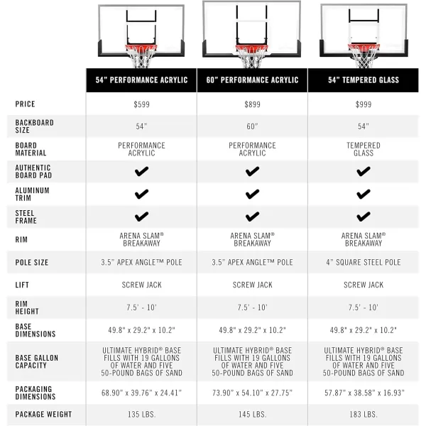 Spalding Ultimate Hybrid Portable Basketball Hoop