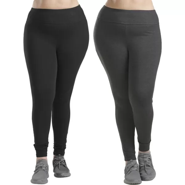 Spalding Women's Active Leggings - 2 Pack High Waisted Performance Stretch Yoga Workout Gym Leggings: Non See Through 