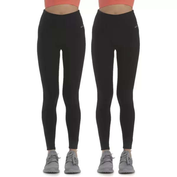 Spalding Women's Active Leggings - 2 Pack High Waisted Performance Stretch Yoga Workout Gym Leggings: Non See Through 