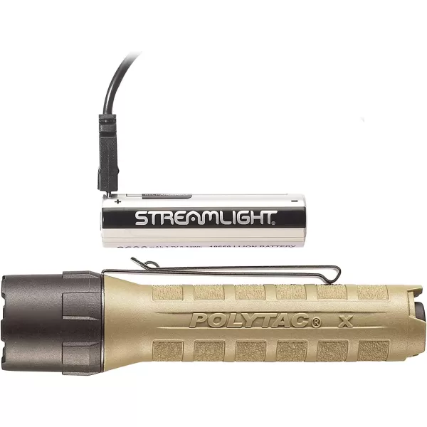 Streamlight 88615 PolyTac X USB 600-Lumen Multi-Fuel Professional Tactical Flashlight, Box, Coyote