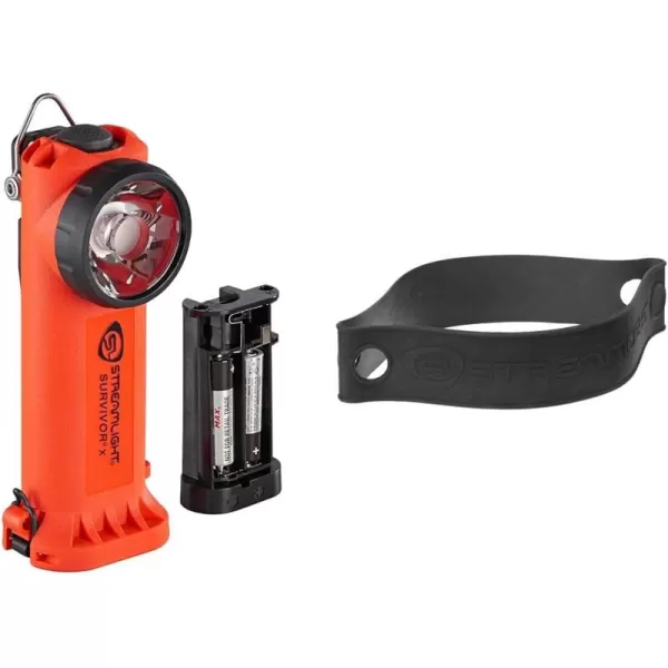 Streamlight 90950 Survivor X 250-Lumen Right-Angle Firefighter's Flashlight with Three  "AA Alkaline Batteries, Orange