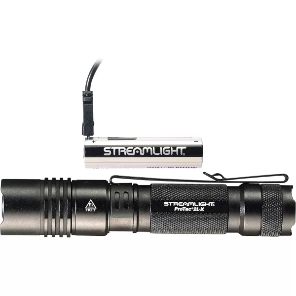 Streamlight 88062 ProTac 2L-X 500-Lumen EDC High Performance Multi-Fuel LED Tactical Flashlight, Includes CR123A Batteries, Holster, and Clip, Rechargeable, Durable, Black