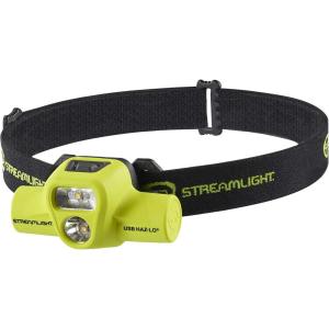 imageStreamlight 61460 USB HAZLO 250Lumen Intrinsically Safe Headlamp with 120V AC Charging System Elastic Head Strap Rubber Hard Hat Strap and 3M Dual Lock Fasteners Yellow