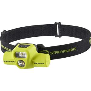 imageStreamlight 61463 USB HAZLO 250Lumen Intrinsically Safe Headlamp with 120V AC Charging System and Cradle Elastic Head Strap Rubber Hard Hat Strap and 3M Dual Lock Fasteners Yellow