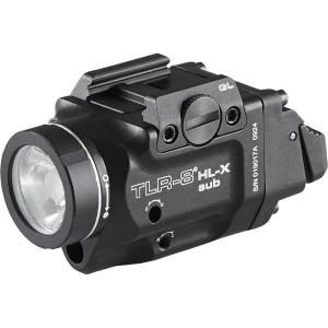 imageStreamlight 69466 TLR8 HLX sub USB 1000Lumen Weapon RailMounted Rechargeable Tactical Flashlight with Integrated Red Aiming Laser for Glock 43X48 MOS and 43X48 Rail Only Black