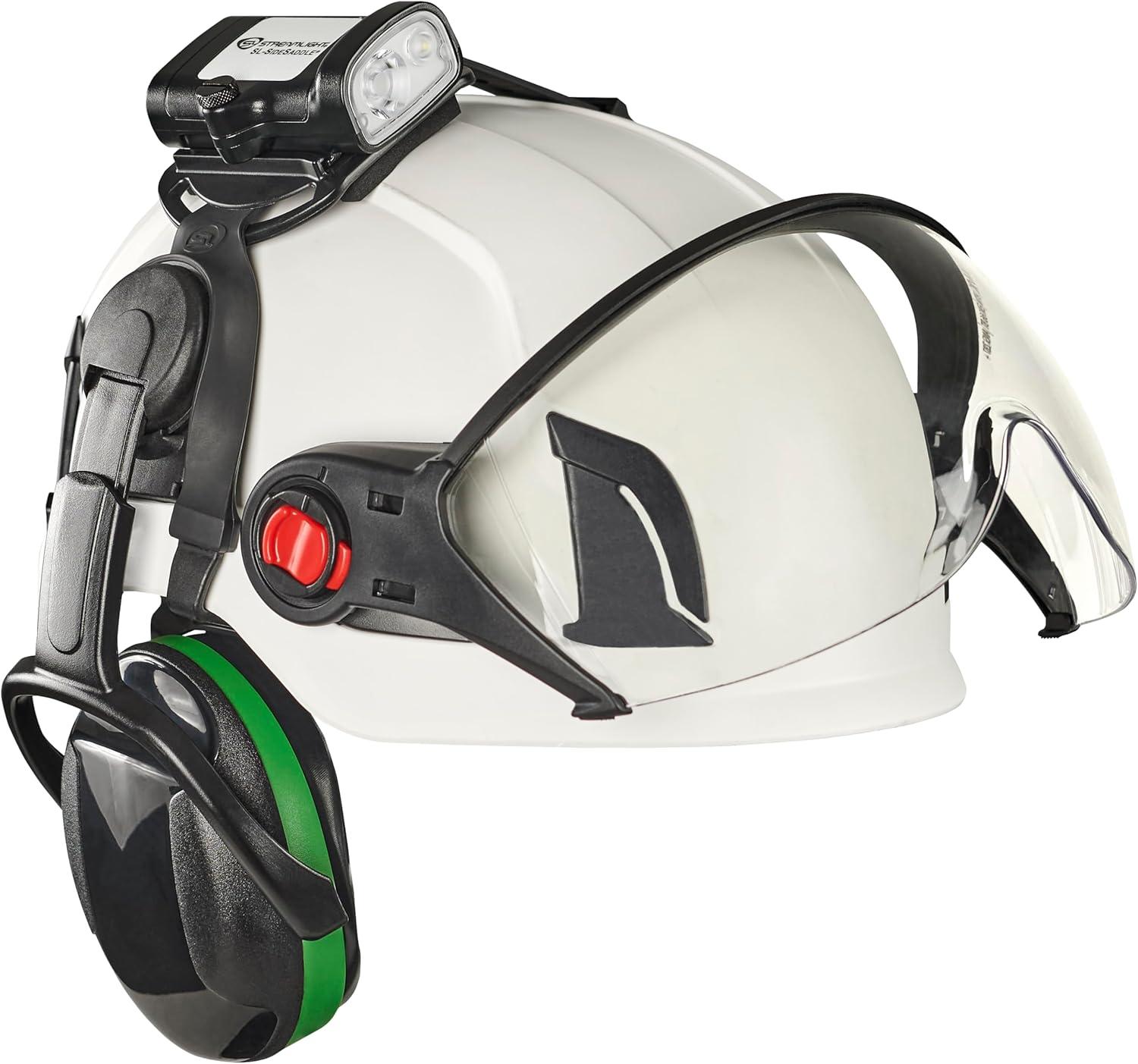 imageStreamlight 61620 SLSidesaddle 250Lumen HandsFree Universal Hard Hat Helmet and Headgear LED Light with Mount Kit and 3 x AAA Alkaline Batteries Black