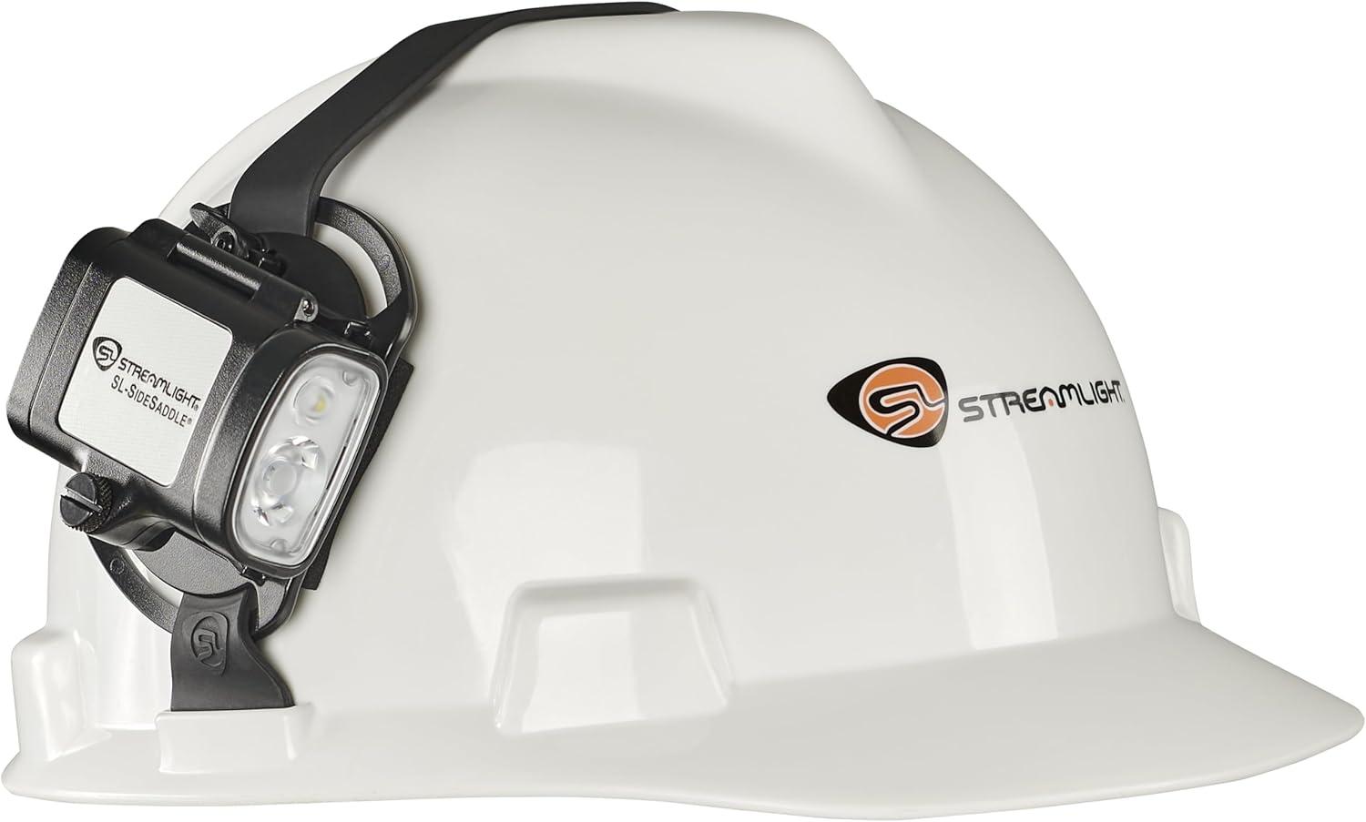 imageStreamlight 61620 SLSidesaddle 250Lumen HandsFree Universal Hard Hat Helmet and Headgear LED Light with Mount Kit and 3 x AAA Alkaline Batteries Black