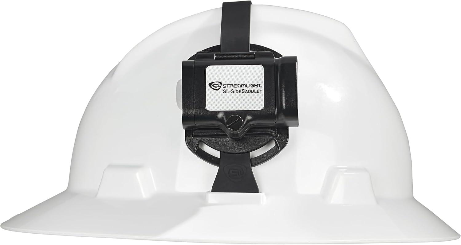 imageStreamlight 61620 SLSidesaddle 250Lumen HandsFree Universal Hard Hat Helmet and Headgear LED Light with Mount Kit and 3 x AAA Alkaline Batteries Black