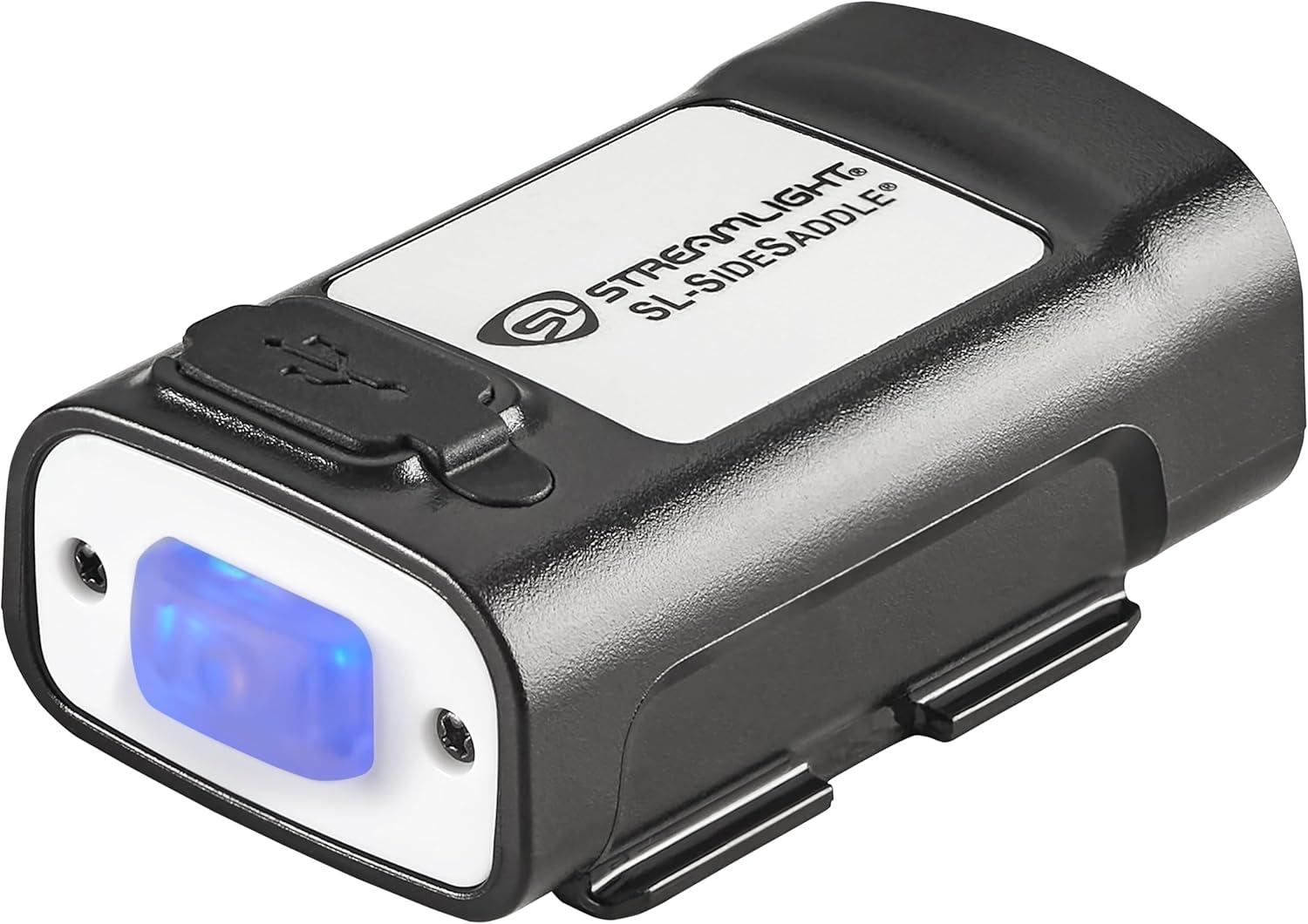 imageStreamlight 61621 SLSidesaddle 400Lumen USB Rechargeable HandsFree Universal Hard Hat Helmet and Headgear LED Light with Mount Kit Rechargeable Battery USBC Cable Black