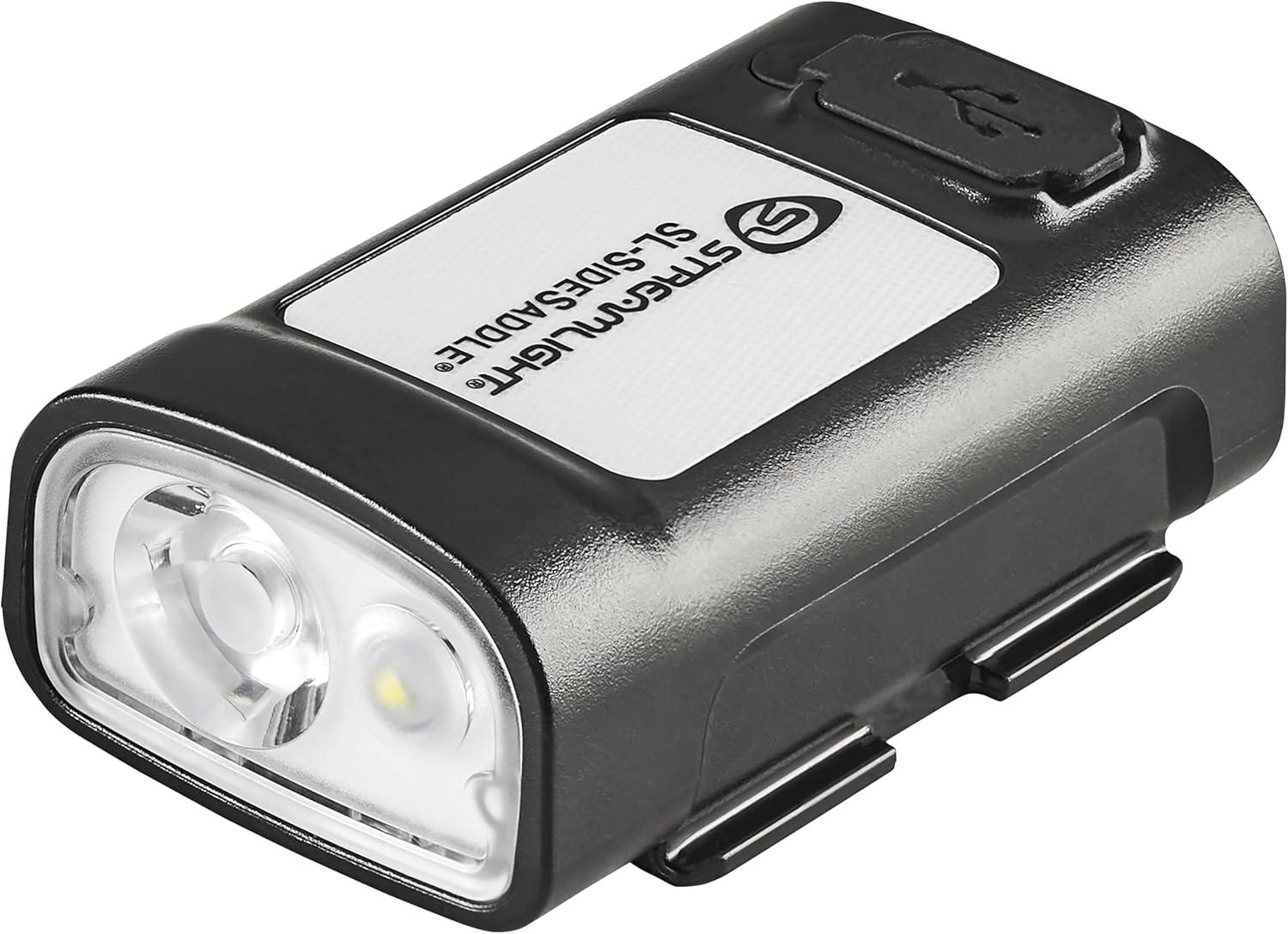 imageStreamlight 61621 SLSidesaddle 400Lumen USB Rechargeable HandsFree Universal Hard Hat Helmet and Headgear LED Light with Mount Kit Rechargeable Battery USBC Cable Black