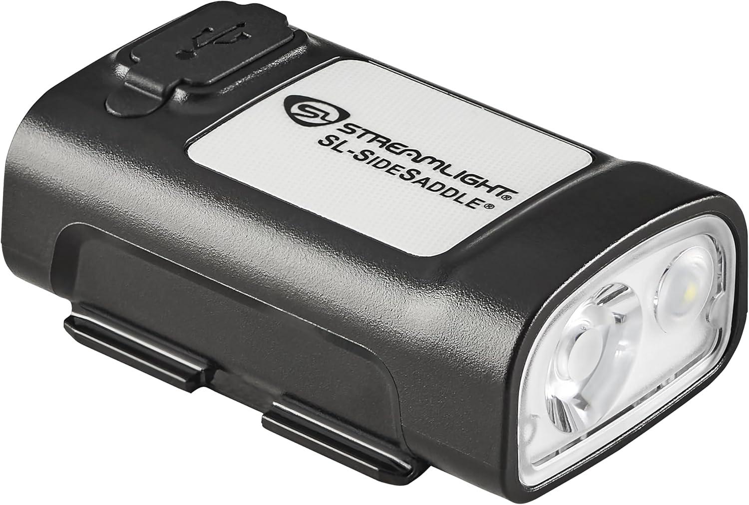 imageStreamlight 61621 SLSidesaddle 400Lumen USB Rechargeable HandsFree Universal Hard Hat Helmet and Headgear LED Light with Mount Kit Rechargeable Battery USBC Cable Black