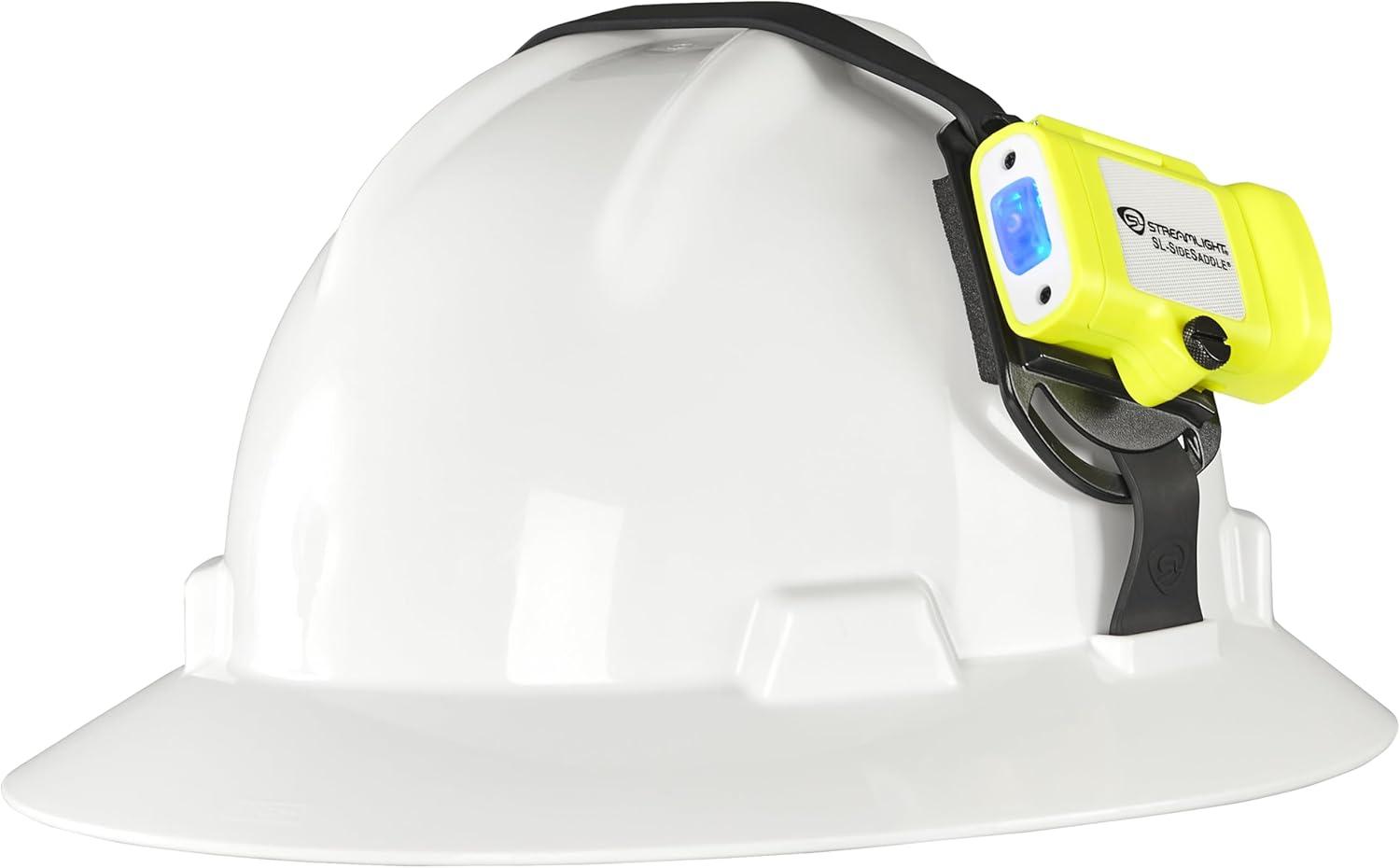 imageStreamlight 61630 SLSidesaddle 250Lumen HandsFree Universal Hard Hat Helmet and Headgear LED Light with Mount Kit and 3 x AAA Alkaline Batteries Yellow