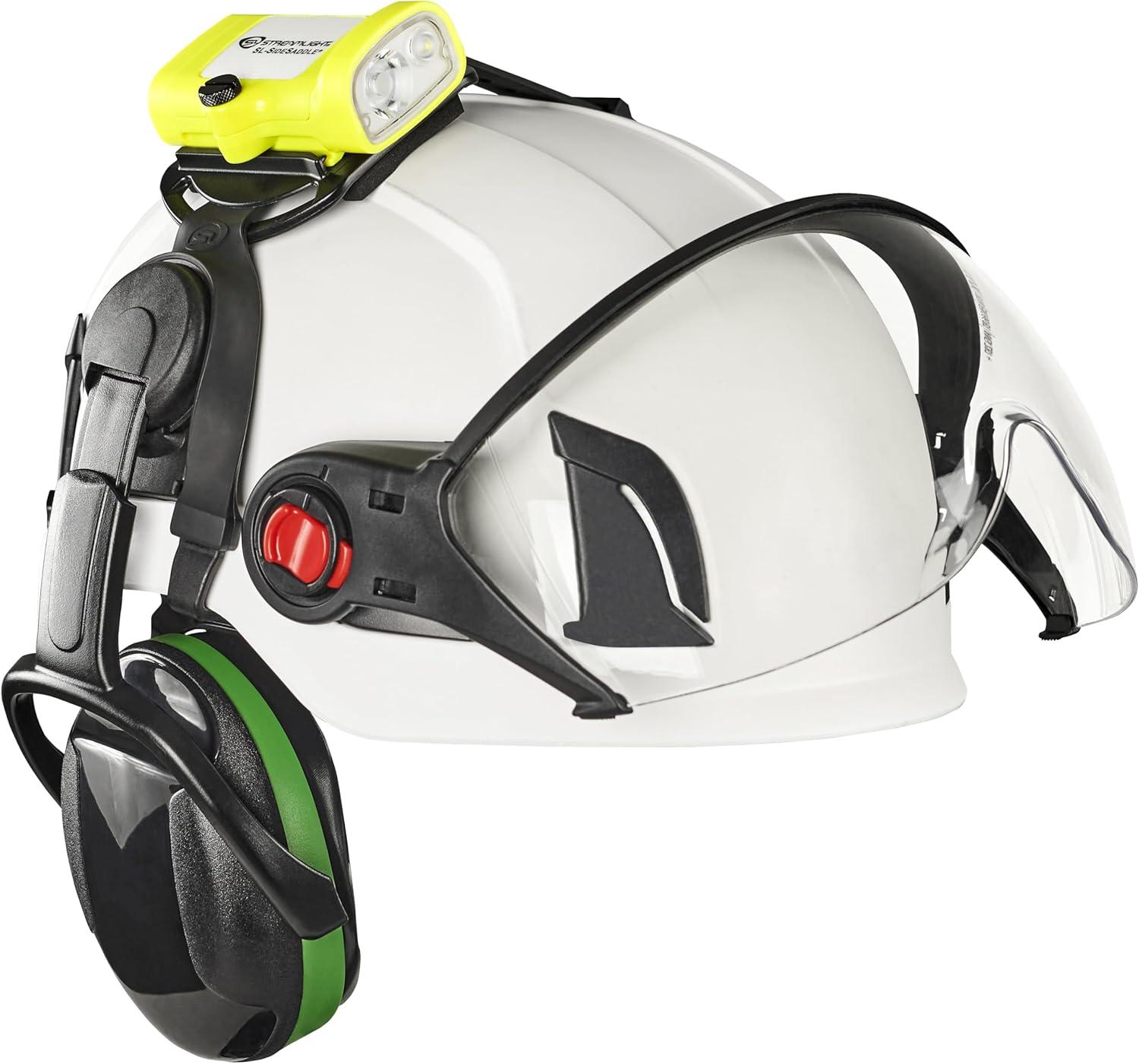 imageStreamlight 61630 SLSidesaddle 250Lumen HandsFree Universal Hard Hat Helmet and Headgear LED Light with Mount Kit and 3 x AAA Alkaline Batteries Yellow