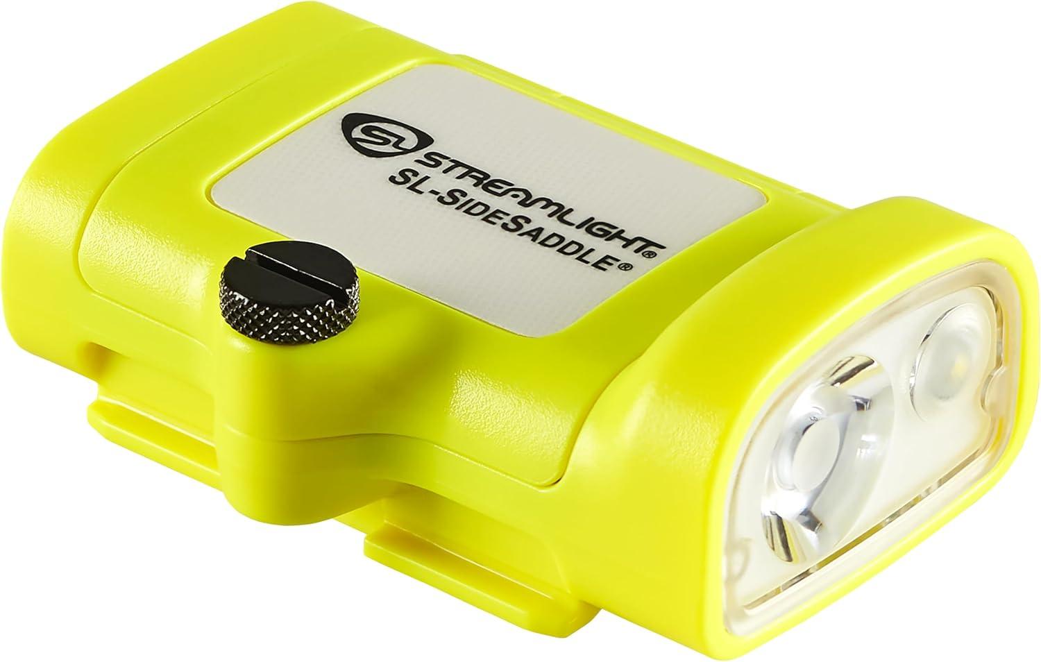 imageStreamlight 61630 SLSidesaddle 250Lumen HandsFree Universal Hard Hat Helmet and Headgear LED Light with Mount Kit and 3 x AAA Alkaline Batteries Yellow