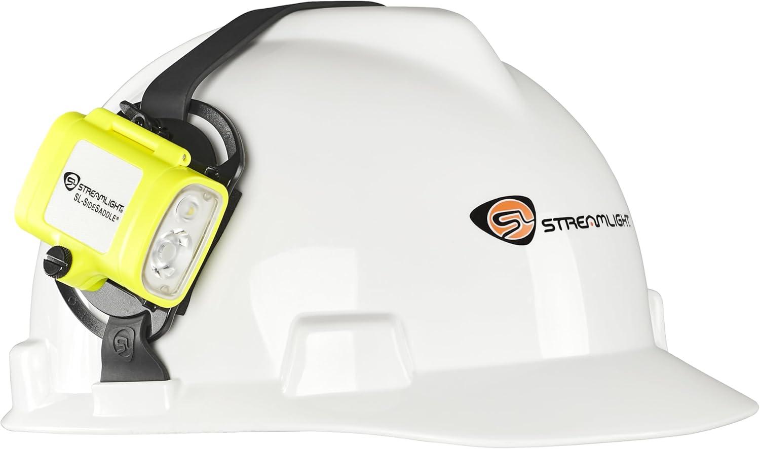 imageStreamlight 61630 SLSidesaddle 250Lumen HandsFree Universal Hard Hat Helmet and Headgear LED Light with Mount Kit and 3 x AAA Alkaline Batteries Yellow