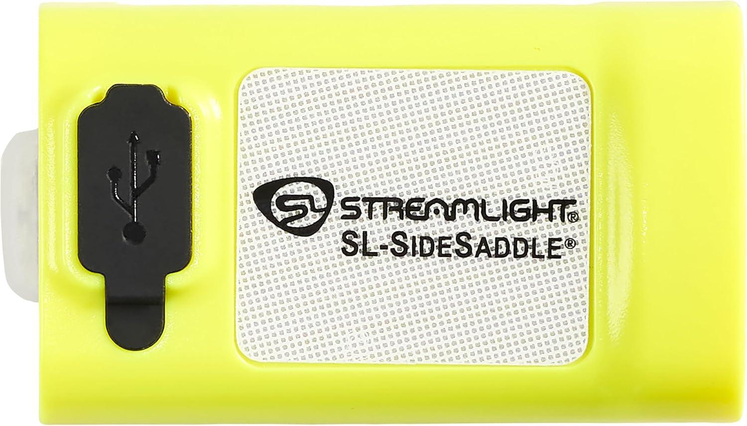 imageStreamlight 61631 SLSidesaddle 400Lumen USB Rechargeable HandsFree Universal Hard Hat Helmet and Headgear LED Light with Mount Kit Rechargeable Battery USBC Cable Yellow