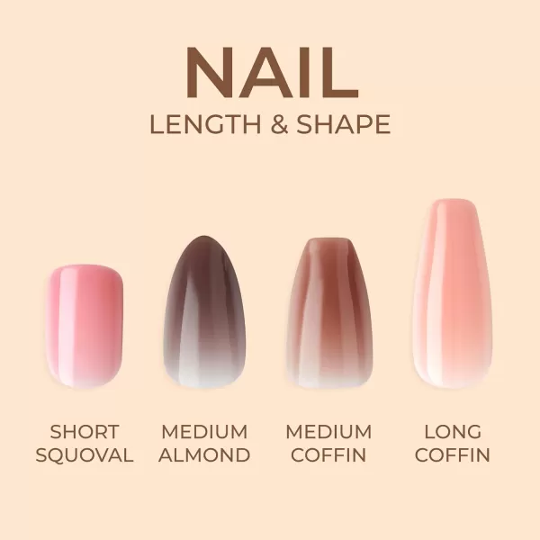 KISS Bare but Better Press On Nails, Nail glue included, Nudies', Nude, Short Size, Squoval Shape, Includes 28 Nails, 2g glue, 1 Manicure Stick, 1 Mini File)
