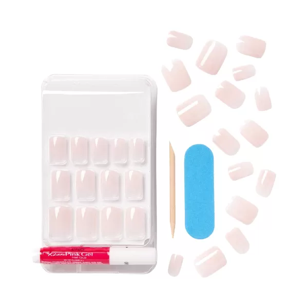 KISS Bare but Better Press On Nails, Nail glue included, Nudies', Nude, Short Size, Squoval Shape, Includes 28 Nails, 2g glue, 1 Manicure Stick, 1 Mini File)