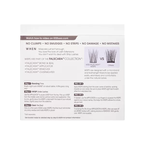 KISS Falscara Multipack False Eyelashes, Lash Clusters, Accent Wisps', 10mm-12mm-14mm, Includes 24 Assorted Lengths Wisps, Contact Lens Friendly, Easy to Apply, Reusable Strip Lashes