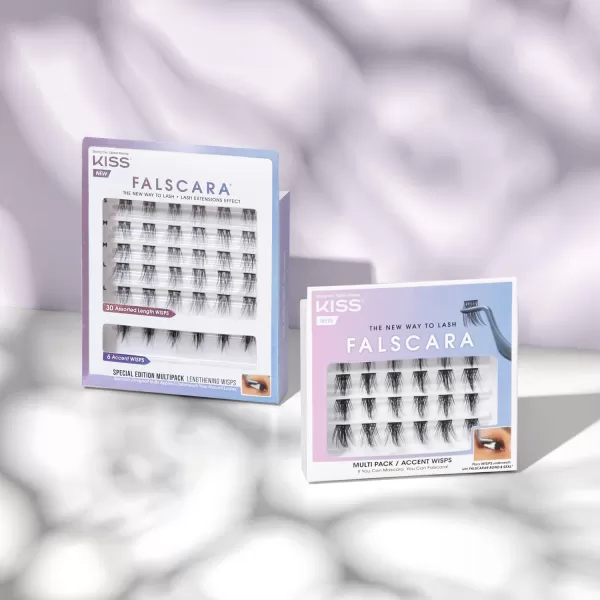 KISS Falscara Multipack False Eyelashes, Lash Clusters, Accent Wisps', 10mm-12mm-14mm, Includes 24 Assorted Lengths Wisps, Contact Lens Friendly, Easy to Apply, Reusable Strip Lashes