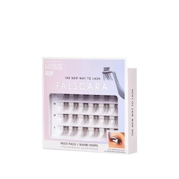 KISS Falscara Multipack False Eyelashes, Lash Clusters, Accent Wisps', 10mm-12mm-14mm, Includes 24 Assorted Lengths Wisps, Contact Lens Friendly, Easy to Apply, Reusable Strip Lashes