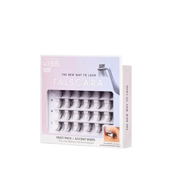 KISS Falscara Multipack False Eyelashes, Lash Clusters, Accent Wisps', 10mm-12mm-14mm, Includes 24 Assorted Lengths Wisps, Contact Lens Friendly, Easy to Apply, Reusable Strip Lashes