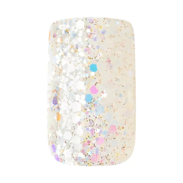 KISS Gel Fantasy Press On Nails, Nail glue included, How Dazzling', Silver, Medium Size, Square Shape, Includes 28 Nails, 2g glue, 1 Manicure Stick, 1 Mini File