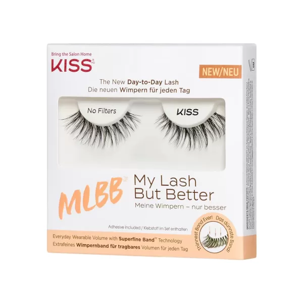 KISS My Lash But Better False Eyelashes, Well Blended', 16 mm, Includes 4 Pairs Of Lashes, Contact Lens Friendly, Easy to Apply, Reusable Strip Lashes