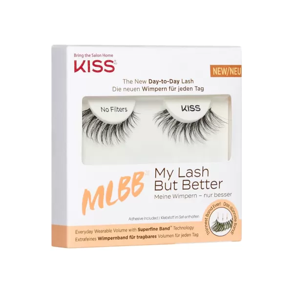 KISS My Lash But Better False Eyelashes, Well Blended', 16 mm, Includes 4 Pairs Of Lashes, Contact Lens Friendly, Easy to Apply, Reusable Strip Lashes