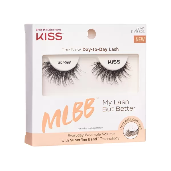 KISS My Lash But Better False Eyelashes, Well Blended', 16 mm, Includes 4 Pairs Of Lashes, Contact Lens Friendly, Easy to Apply, Reusable Strip Lashes