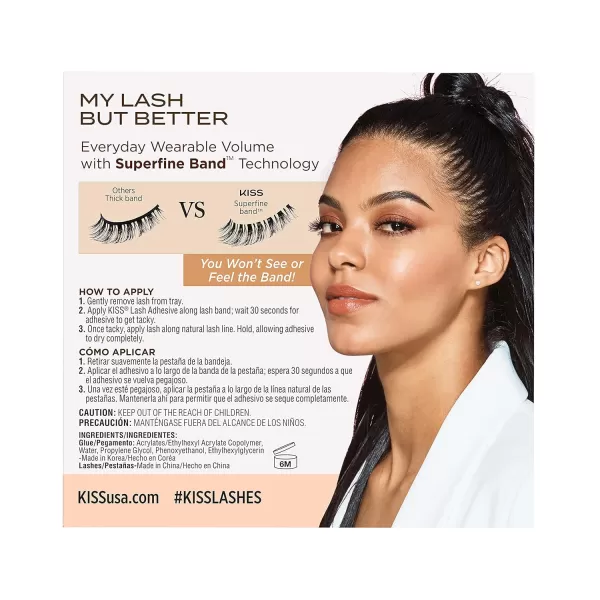 KISS My Lash But Better False Eyelashes, Well Blended', 16 mm, Includes 4 Pairs Of Lashes, Contact Lens Friendly, Easy to Apply, Reusable Strip Lashes