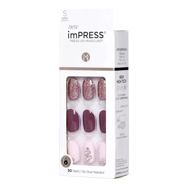 KISS imPRESS No Glue Mani Press On Nails, Design, Before Sunrise', Green, Short Size, Squoval Shape, Includes 30 Nails, Prep Pad, Instructions Sheet, 1 Manicure Stick, 1 Mini File