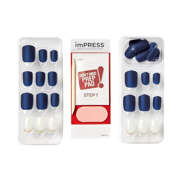 KISS imPRESS No Glue Mani Press On Nails, Design, Before Sunrise', Green, Short Size, Squoval Shape, Includes 30 Nails, Prep Pad, Instructions Sheet, 1 Manicure Stick, 1 Mini File