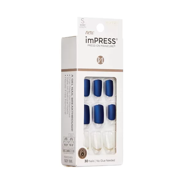 KISS imPRESS No Glue Mani Press On Nails, Design, Before Sunrise', Green, Short Size, Squoval Shape, Includes 30 Nails, Prep Pad, Instructions Sheet, 1 Manicure Stick, 1 Mini File