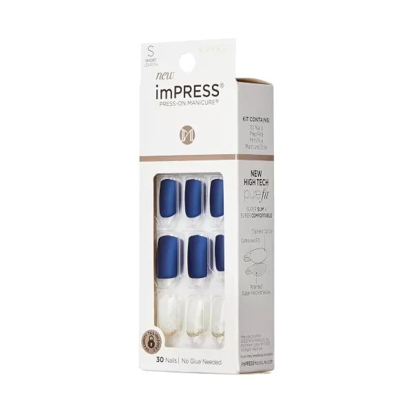 KISS imPRESS No Glue Mani Press On Nails, Design, Before Sunrise', Green, Short Size, Squoval Shape, Includes 30 Nails, Prep Pad, Instructions Sheet, 1 Manicure Stick, 1 Mini File
