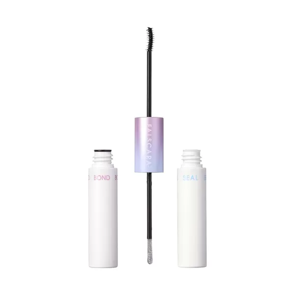 KISS Falscara DIY Lash Extension Starter Kit 10 Reusable Featherlight Eyelash Lengthening Wisps, Applicator, Bond &amp; Seal