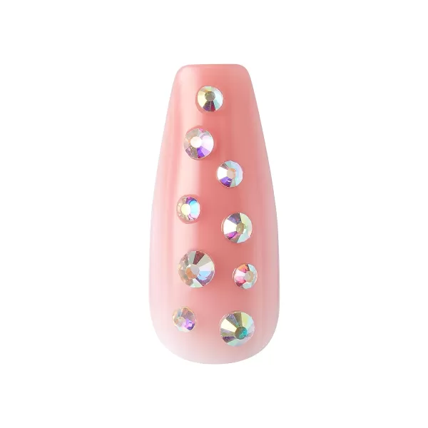 KISS Gel Fantasy Press On Nails, Nail glue included, Fun &amp; Jelly', Pink, Medium Size, Coffin Shape, Includes 28 Nails, 2g glue, 1 Manicure Stick, 1 Mini File