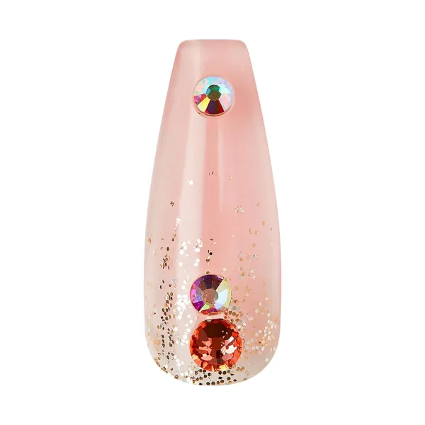 KISS Gel Fantasy Press On Nails, Nail glue included, Fun &amp; Jelly', Pink, Medium Size, Coffin Shape, Includes 28 Nails, 2g glue, 1 Manicure Stick, 1 Mini File