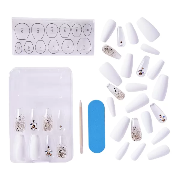 KISS Gel Fantasy Press On Nails, Nail glue included, Fun &amp; Jelly', Pink, Medium Size, Coffin Shape, Includes 28 Nails, 2g glue, 1 Manicure Stick, 1 Mini File