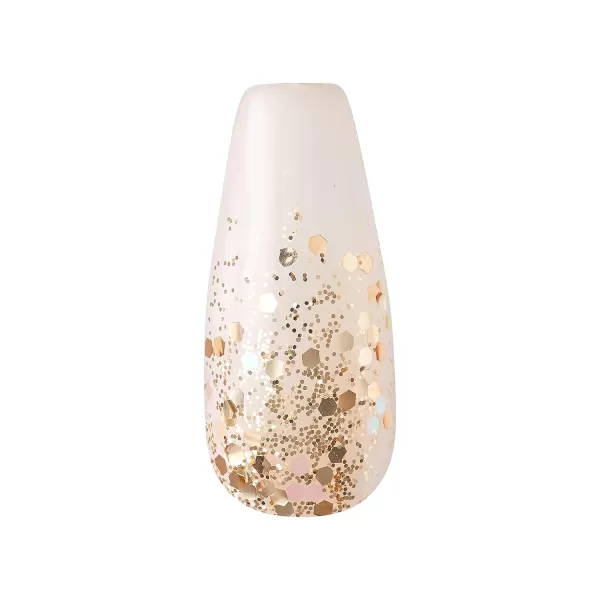 KISS Gel Fantasy Press On Nails, Nail glue included, Fun &amp; Jelly', Pink, Medium Size, Coffin Shape, Includes 28 Nails, 2g glue, 1 Manicure Stick, 1 Mini File