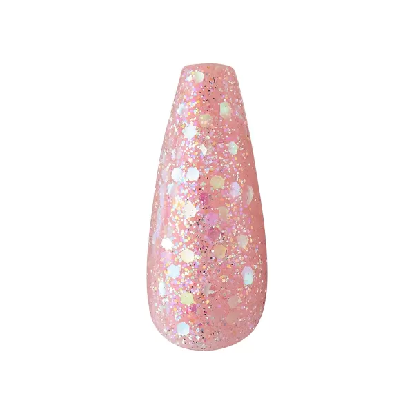 KISS Gel Fantasy Press On Nails, Nail glue included, Fun &amp; Jelly', Pink, Medium Size, Coffin Shape, Includes 28 Nails, 2g glue, 1 Manicure Stick, 1 Mini File