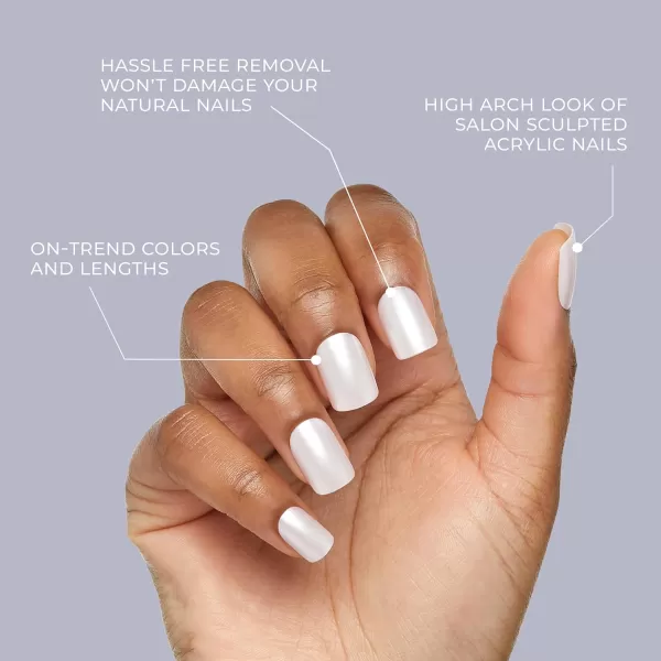 KISS Gel Fantasy Press On Nails, Nail glue included, Ribbons', Pink, Short Size, Squoval Shape, Includes 28 Nails, 2g glue, 1 Manicure Stick, 1 Mini File