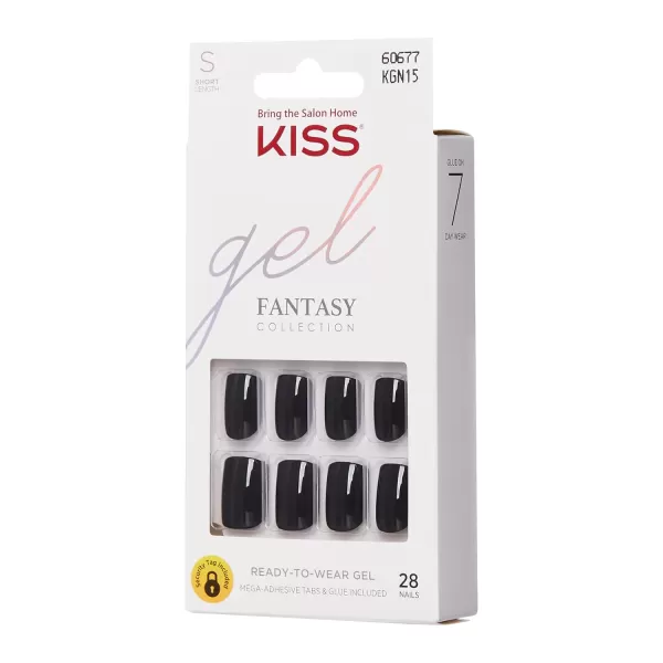 KISS Gel Fantasy Press On Nails, Nail glue included, Ribbons', Pink, Short Size, Squoval Shape, Includes 28 Nails, 2g glue, 1 Manicure Stick, 1 Mini File