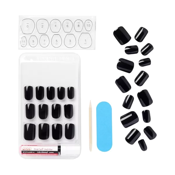 KISS Gel Fantasy Press On Nails, Nail glue included, Ribbons', Pink, Short Size, Squoval Shape, Includes 28 Nails, 2g glue, 1 Manicure Stick, 1 Mini File